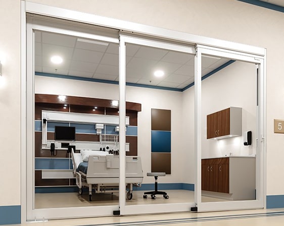 Standard telescopic sliding ICU door