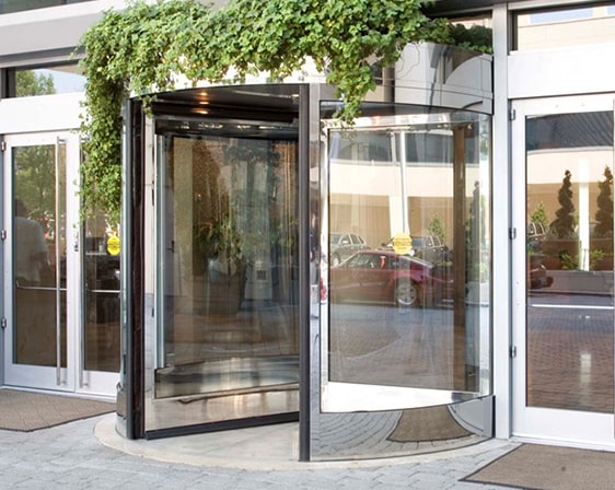 compact automatic revolving door