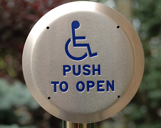 Handicap door push button
